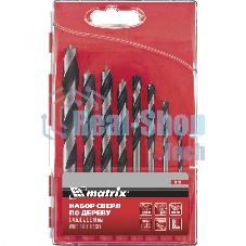 Набор сверл Matrix по дереву,3-4-5-6-7-8-9-10 мм, 8шт., шестигран. хвостовик, пластиковый кейс