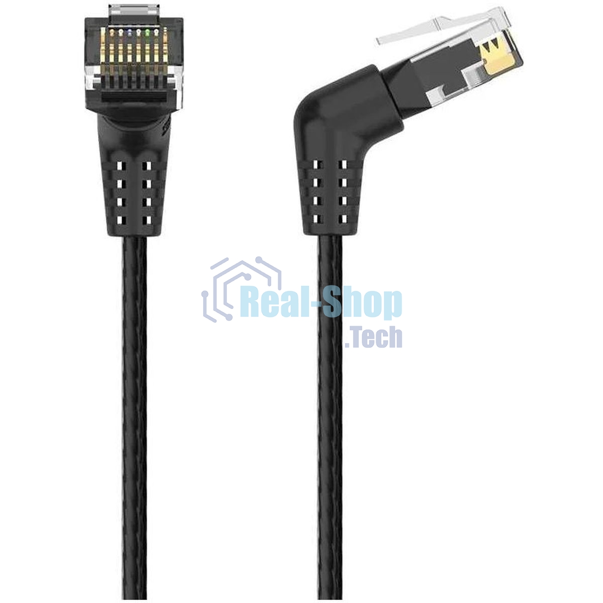 Патч-корд Vention прямой UTP cat.6a, RJ45 угол 90 - 5м. черный