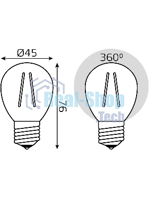 Лампа филам. Gauss Filament 12Вт цок.:E27 шар св.свеч.бел.теп. (упак.:10шт) (52212)