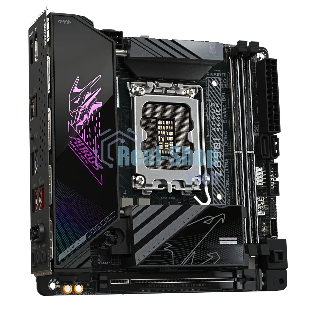 Материнская плата Gigabyte Z890I AORUS ULTRA, LGA 1851, Intel Z890, 2xDDR5, 2xSATA, 2xM.2, 1xPCIe 5.0 x16, 1xDP, 1xHDMI, 1xUSB-C, 1x Thunderbolt 4, 1x 2.5Gb LAN, 2xUSB-A 3.2 Gen 1, 3xUSB-A 3.2 Gen 2, 2x3.5 мм, TOSLINK, 7.1, 1xUSB4, Mini-ITX