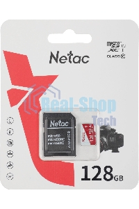 Флеш карта Netac P500 ECO 128Gb MicroSDXC U1/C10 up to 80Mb/s, retail pack with SD Adapter