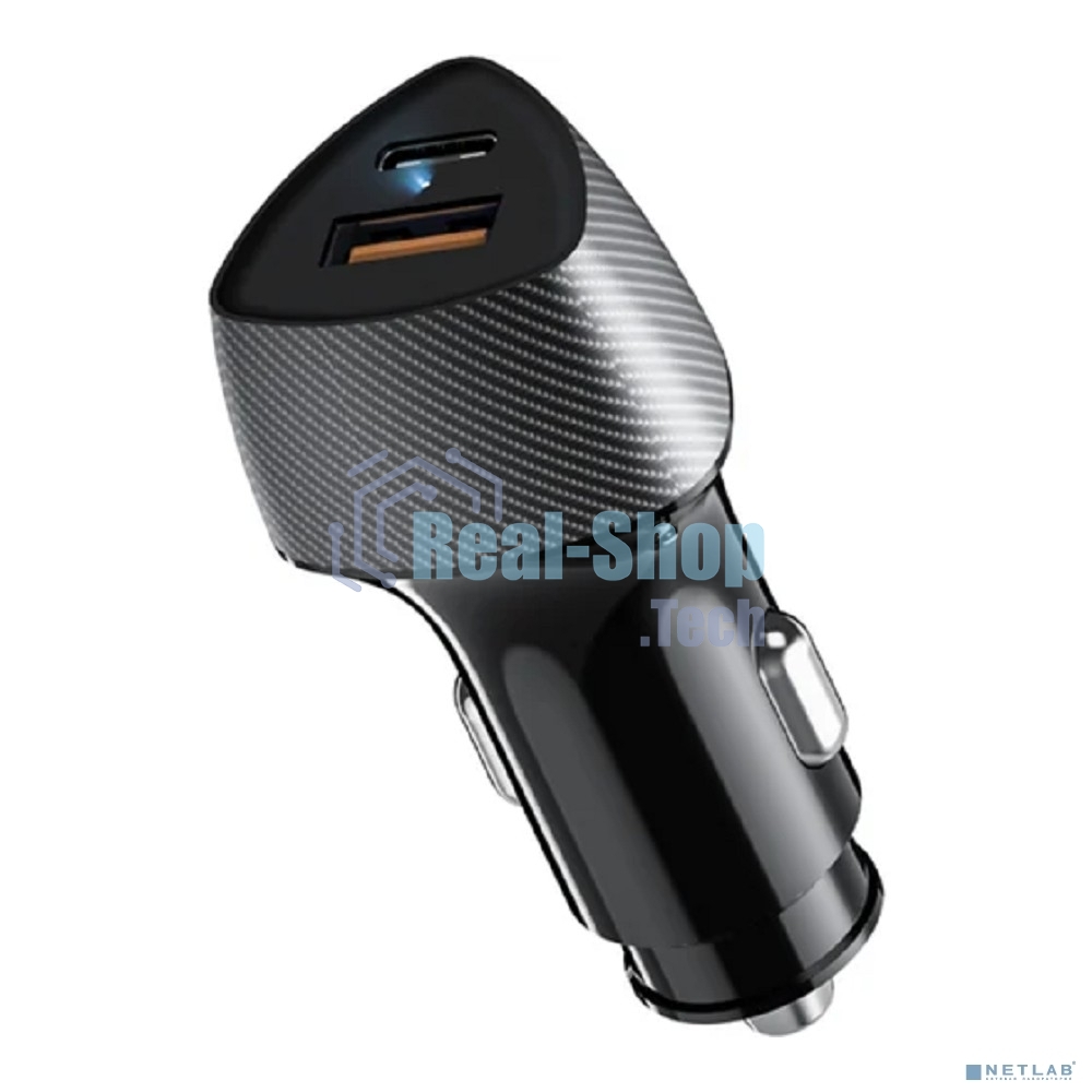 Автомобильное зарядное устройство c двумя портами Rexant (USB-A QC 3.0 + USB-C PD) cо световой индикацией, 20Вт, черное