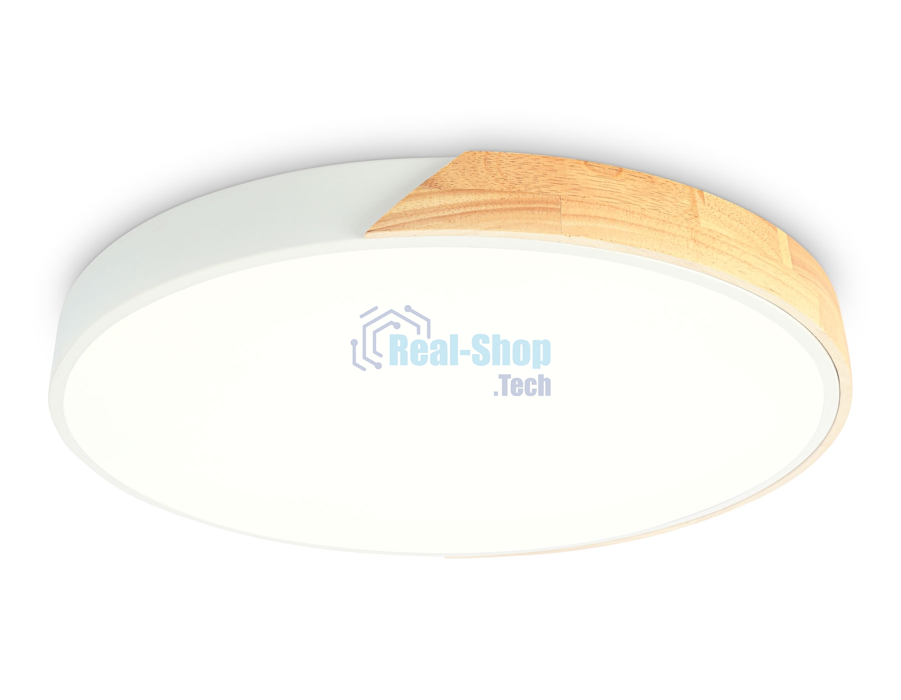 Потолочный светодиодный светильник Ambrella light FZ1300 WH/LW белый/светлое дерево 36W 5000K D400*50 (без ПДУ)