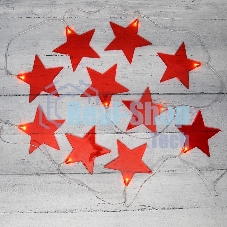 Гирлянда светодиодная Neon-night Звездопад красная 10 LED, 2,25 м, прозрачный ПВХ, теплый белый свет свечения, 2 х АА (батарейки не в комплекте)