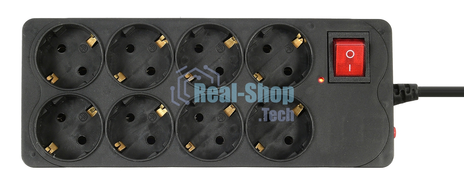 Сетевой фильтр Buro 800SH-1.8-B 1.8 м (8 розеток) черный (коробка)