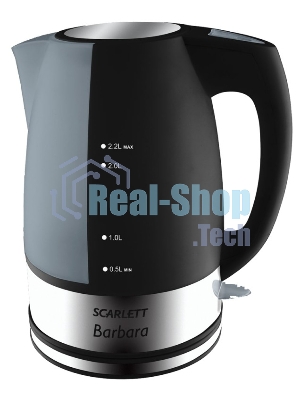Чайник электрический Scarlett SC-1020 2.2 л, 2200 Вт, черный (корпус: пластик)