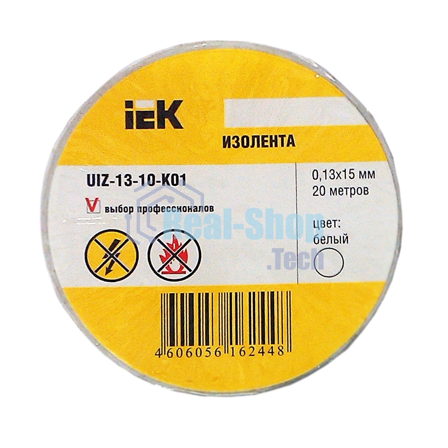 Изолента Iek UIZ-13-10-K01 0,13х15 мм белая 20 метров ИЭК