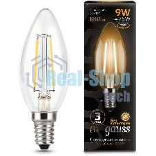 Лампа светодиодная LED Gauss Filament Свеча E14 9W 680lm 2700К 1/10/50