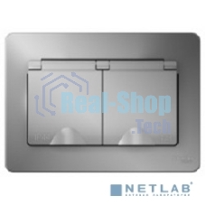 Розетка двойная с заземл.со шторк.,с крышками,16А,250В, алюминий С/У IP44