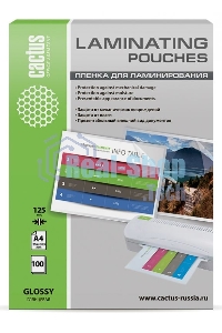 Пленка для ламинирования Cactus 125мкм A4 (100 шт) глянцевая 216x303 мм CS-LPGA4125100