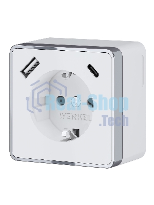 Розетка с заземлением, шторками и USB тип A+C Gallant (белый)