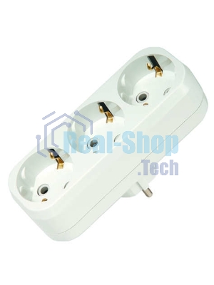 Тройник 3 гнезда 16 А c заземлением линейный MAKEL 10033