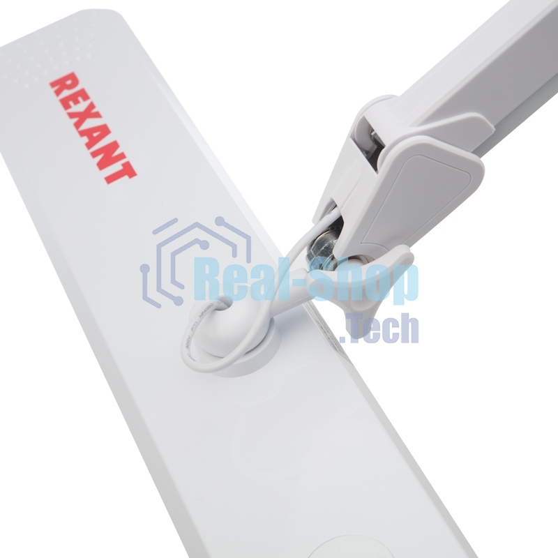 Лампа настольная бестеневая на струбцине Rexant ECO light, 324 SMD LED с диммером, теплый/холодный цвет свечения, белая