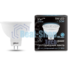 Лампа светодиодная Gauss MR16 5Вт 4100К белый GU5.3 530лм 150-265В FROST