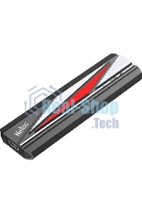 Внешний SSD Netac ZX20L, 2TB, USB 3.2 Gen 2 Type-C, R/W 2000/1800, черный/красный