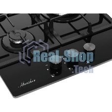 Варочная поверхность MONSHER/ Варочная поверхность MONSHER, газ, High-Tech, 45 см, автоматический электроподжиг, газ-контроль, форсунки под сжиженый газ, SABAF конфорки, чугунные решетки, черный