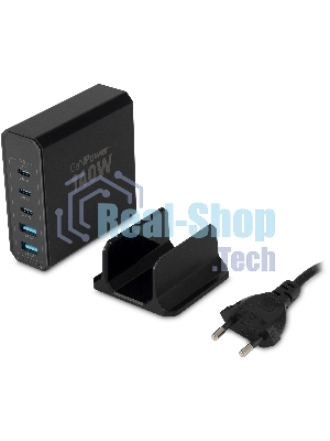 Настольное зарядное устройство Digma Pro DPW10A 140W 5A (PD+QC) 3хUSB-C/2xUSB-A универсальное черный (DPW1A4G024BK)