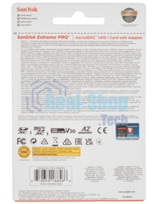 Флеш карта microSD 512Gb SanDisk microSDXC Class 10 UHS-I A2 C10 V30 U3 Extreme Pro (SD адаптер) 200Mb/s