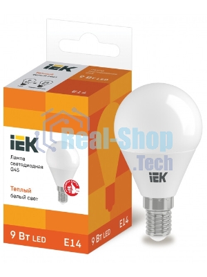 Лампа светодиодная LED 9Вт 230В 3000К E14 шар LLE-G45-9-230-30-E14 IEK