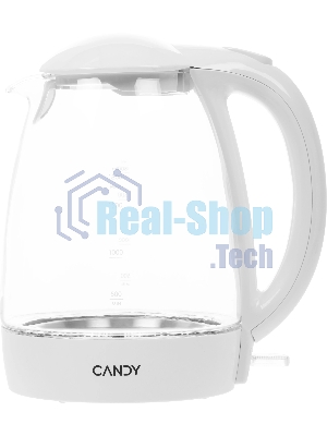 Чайник электрический Candy CK-300 белый, 1.8 л, 2200 Вт, скрытый нагревательный элемент