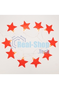 Гирлянда светодиодная Neon-night Звездопад красная 10 LED, 2,25 м, прозрачный ПВХ, теплый белый свет свечения, 2 х АА (батарейки не в комплекте)
