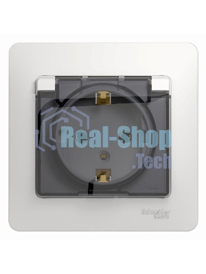 Розетка 1-м СП Glossa 16А с защ. крышкой защ. шторки с заземл. в сборе IP20 бел. SchE GSL000146