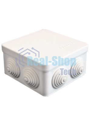 Коробка распр. ОП 105х105х56 7 выходов 4 гермоввода IP54 крышка защелкивающаяся бел. Epplast 100011