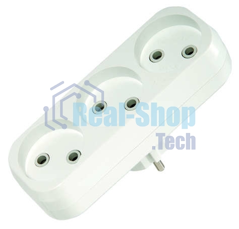 Тройник 3 гнезда 10 А, без заземления линейный MAKEL 10032