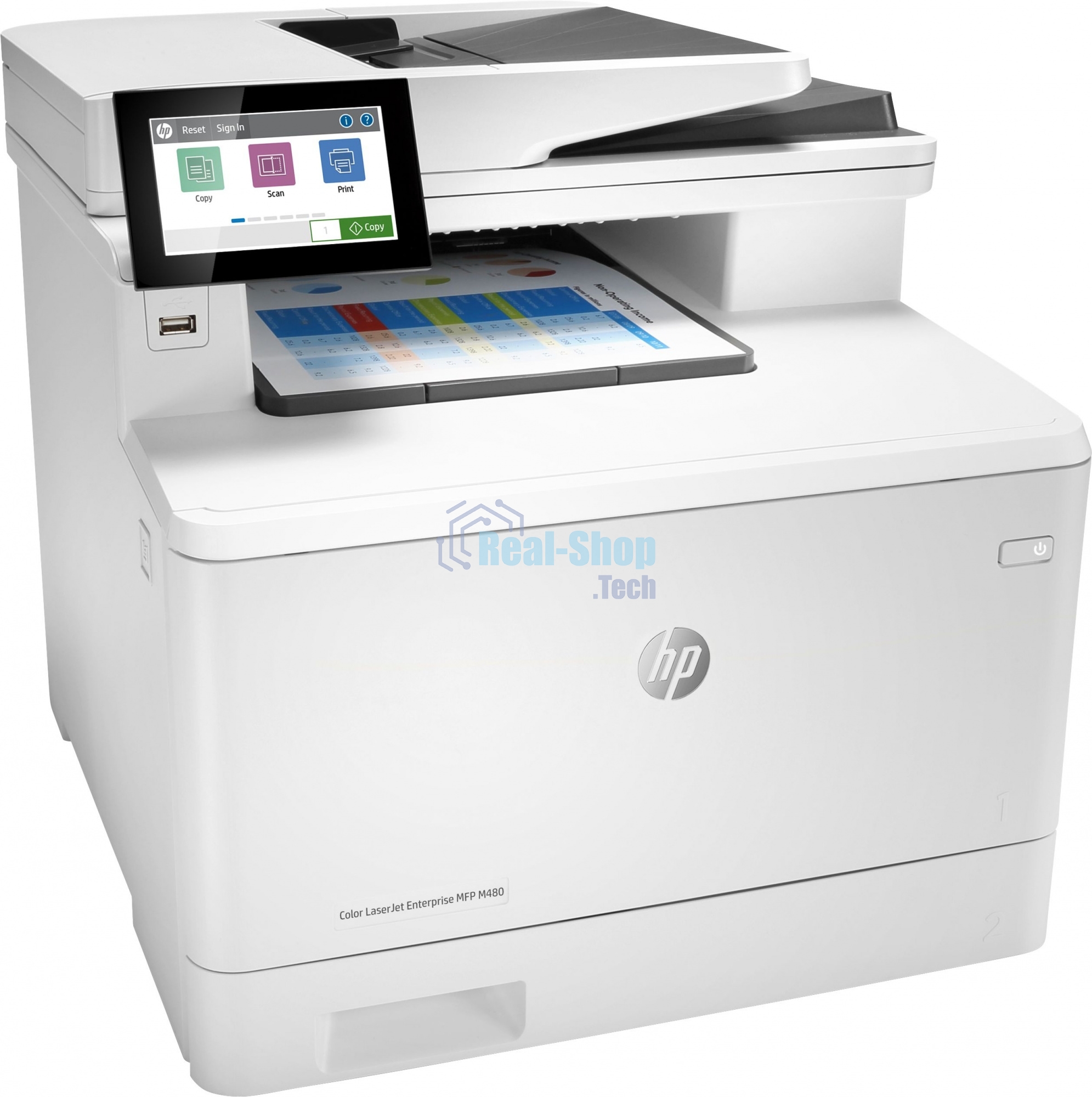 МФУ лазерное HP Color LaserJet Pro M480f (3QA55A), A4, цветной, печ. до 27 стр/мин., скан. до 29 стр/мин. (ч/б) 20 стр/мин. (цвет), 600 x 600 dpi, USB, RJ-45, Air Print, Mopria