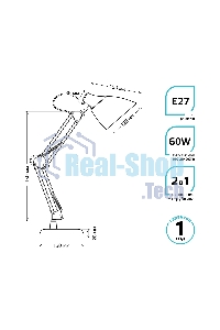 Светильник Gauss GT0035 настольный на струбцине/основание E27 желтый 60Вт