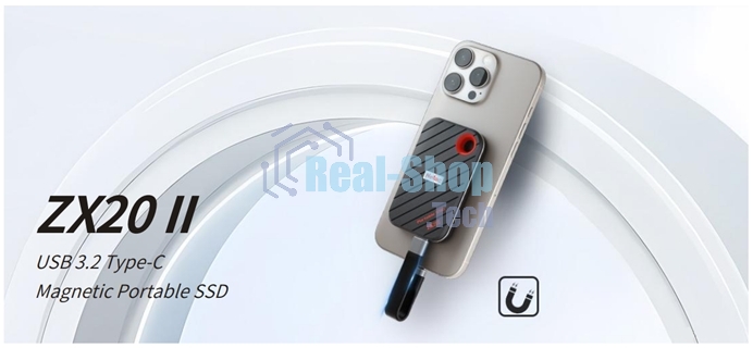 Внешний SSD Netac ZX20 II, 2TB, USB 3.2 Gen 2 Type-C, R/W 2000/1800, черный