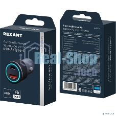 Автомобильное зарядное устройство c двумя портами Rexant (USB-C + USB-A) c LED-подсветкой, 48Вт