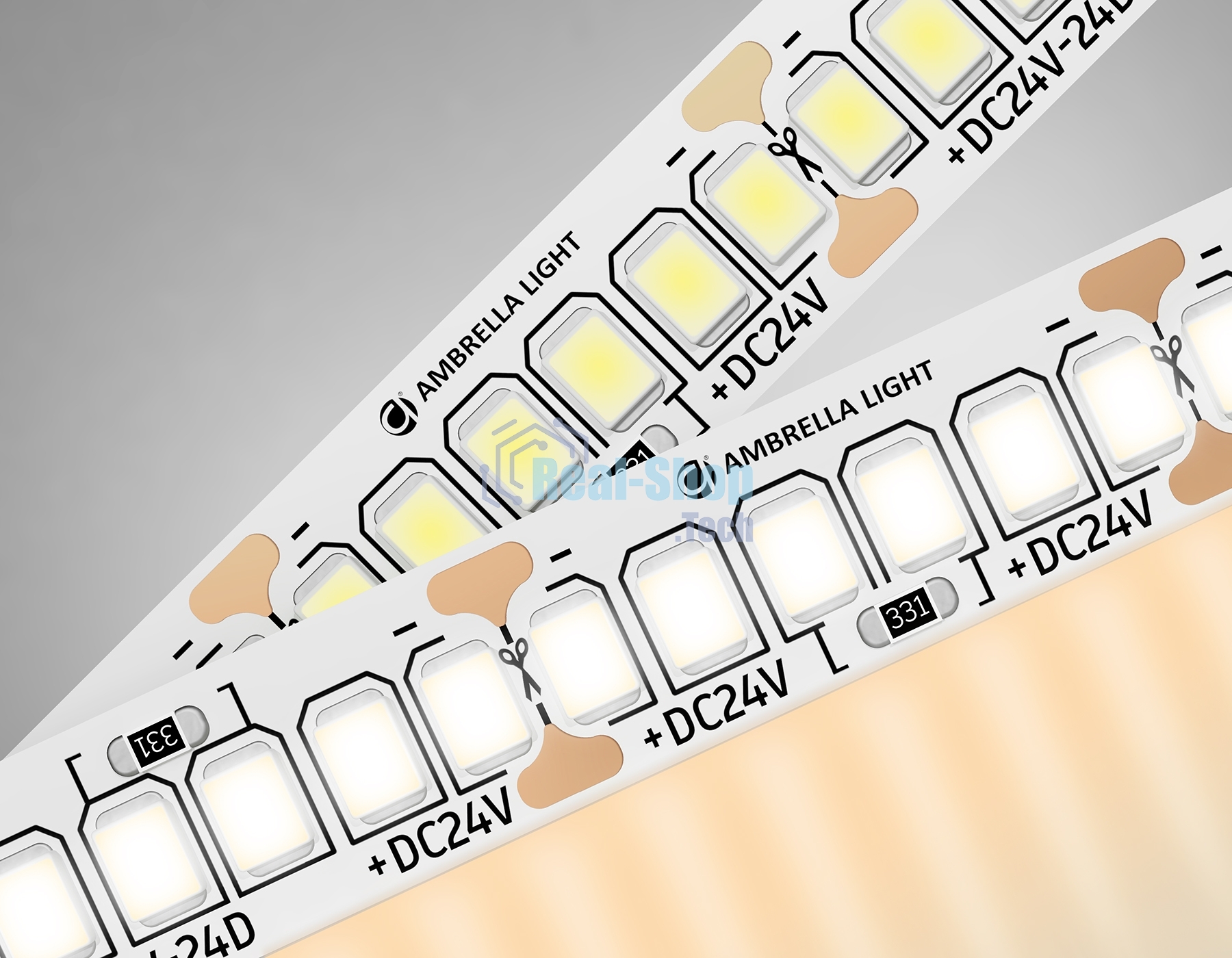 Светодиодная лента Ambrella light GS3401 2835 240Led/ 20W m/ 24V IP20 3000K/ 5000*10*1.2mm (2 конт.)