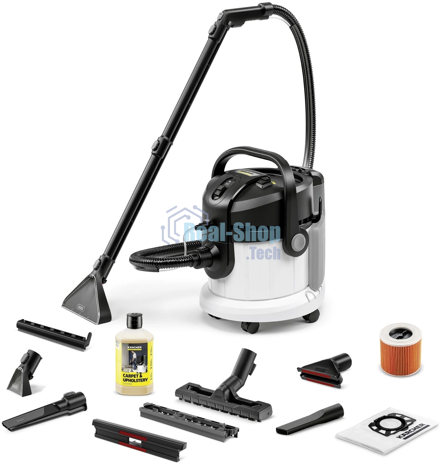 Пылесос моющий Karcher SE 4 Plus *EU белый, 400/1000 Вт, уборка влажная/сухая, пылесборник контейнер/мешок 4 л
