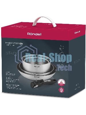 Набор Rondell RDS-1315, 5 предм: Кастрюли б/кр 16 см (1,4 л), 20 см (2,8 л), сковороды б/кр 26x5 см, 28x5 см, съемная