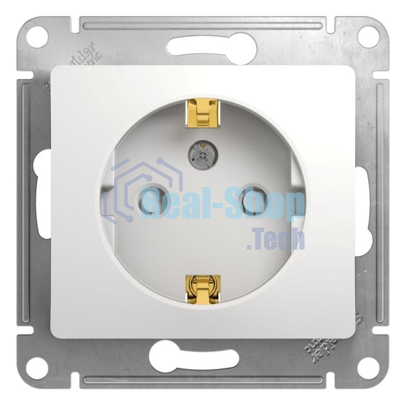 Механизм розетки 1-м СП Glossa 16А защ. шторки с заземл. бел. SchE GSL000145