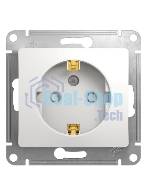 Механизм розетки 1-м СП Glossa 16А защ. шторки с заземл. бел. SchE GSL000145