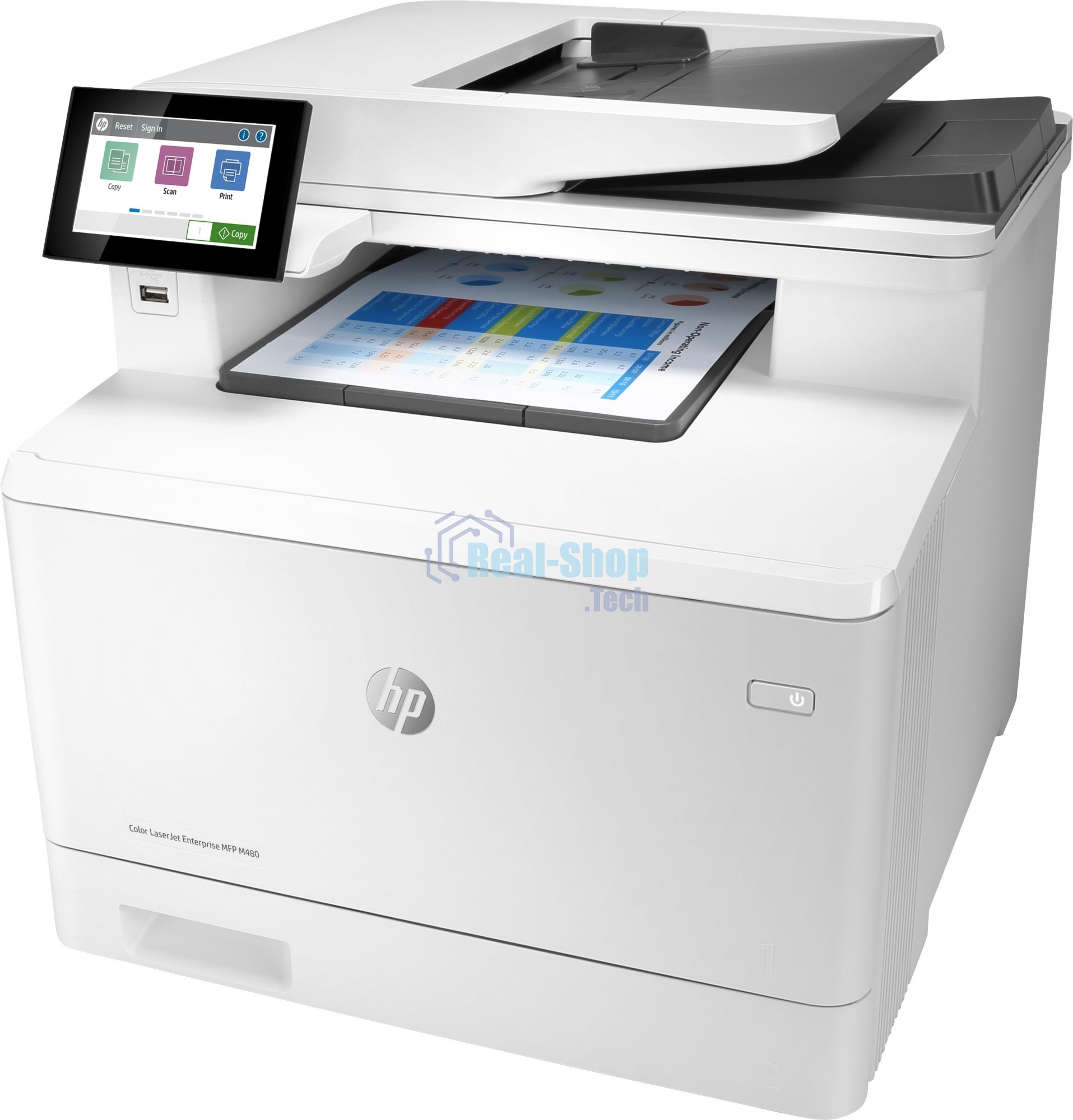 МФУ лазерное HP Color LaserJet Pro M480f (3QA55A), A4, цветной, печ. до 27 стр/мин., скан. до 29 стр/мин. (ч/б) 20 стр/мин. (цвет), 600 x 600 dpi, USB, RJ-45, Air Print, Mopria