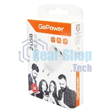 Сетевое зарядное устройство GoPower GP2U 2USB 2.4A 12W белый (1/108)