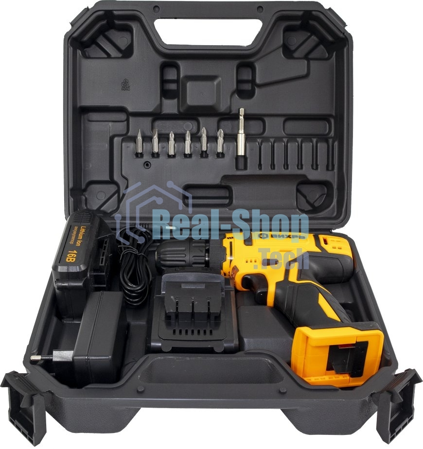 Дрель-шуруповерт аккумуляторная Вихрь ДА-16Л-2К 72/14/32, Аккумуляторная, 16В, 2 АКБ, Кейс