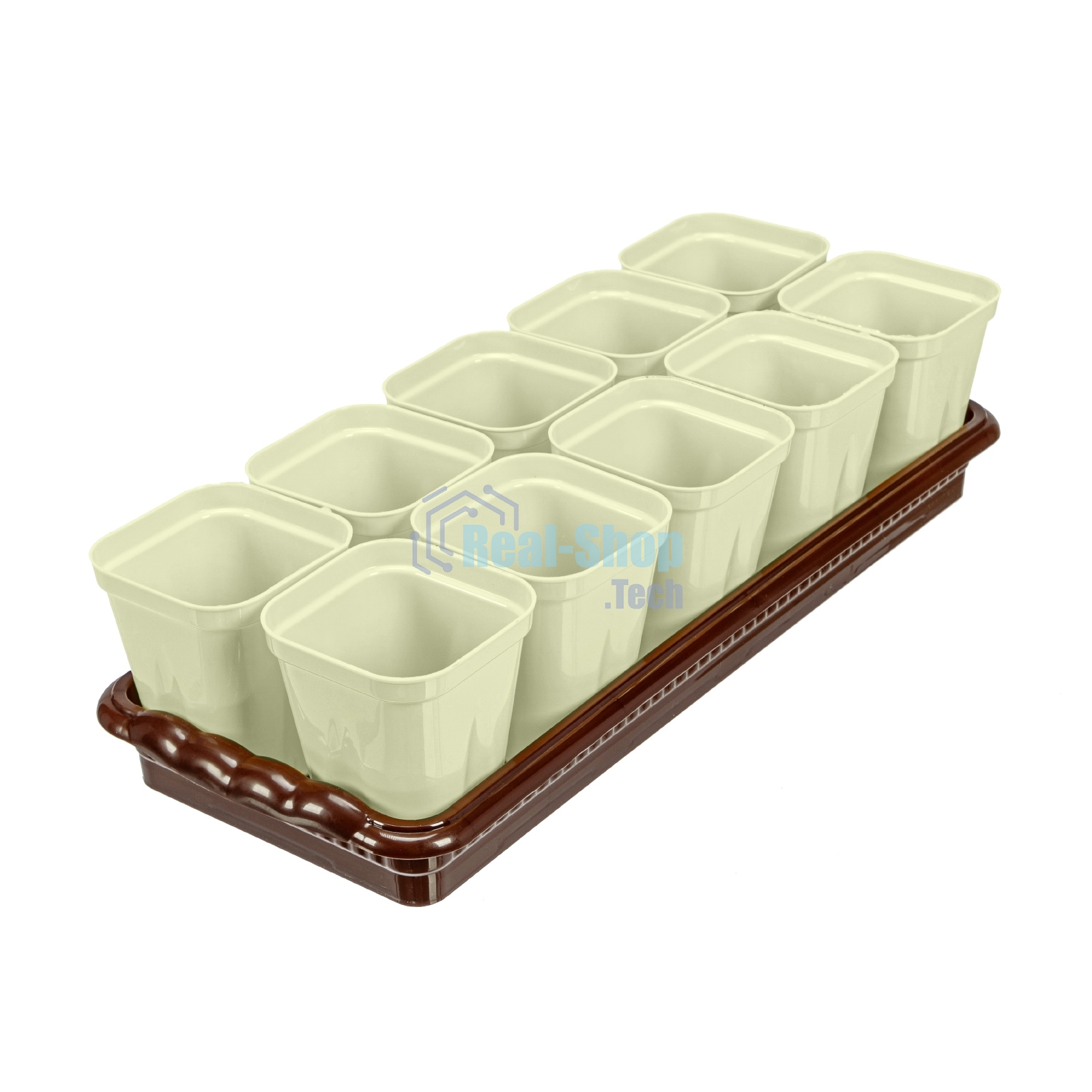 Набор для рассады Palisad поддон 380х155х40 мм, 10 горшочков по 250 мл с выдвижным дном