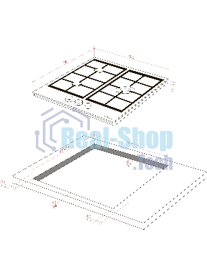 Варочная поверхность MONSHER/ Варочная поверхность MONSHER, газ, High-Tech, 45 см, автоматический электроподжиг, газ-контроль, форсунки под сжиженый газ, SABAF конфорки, чугунные решетки, черный