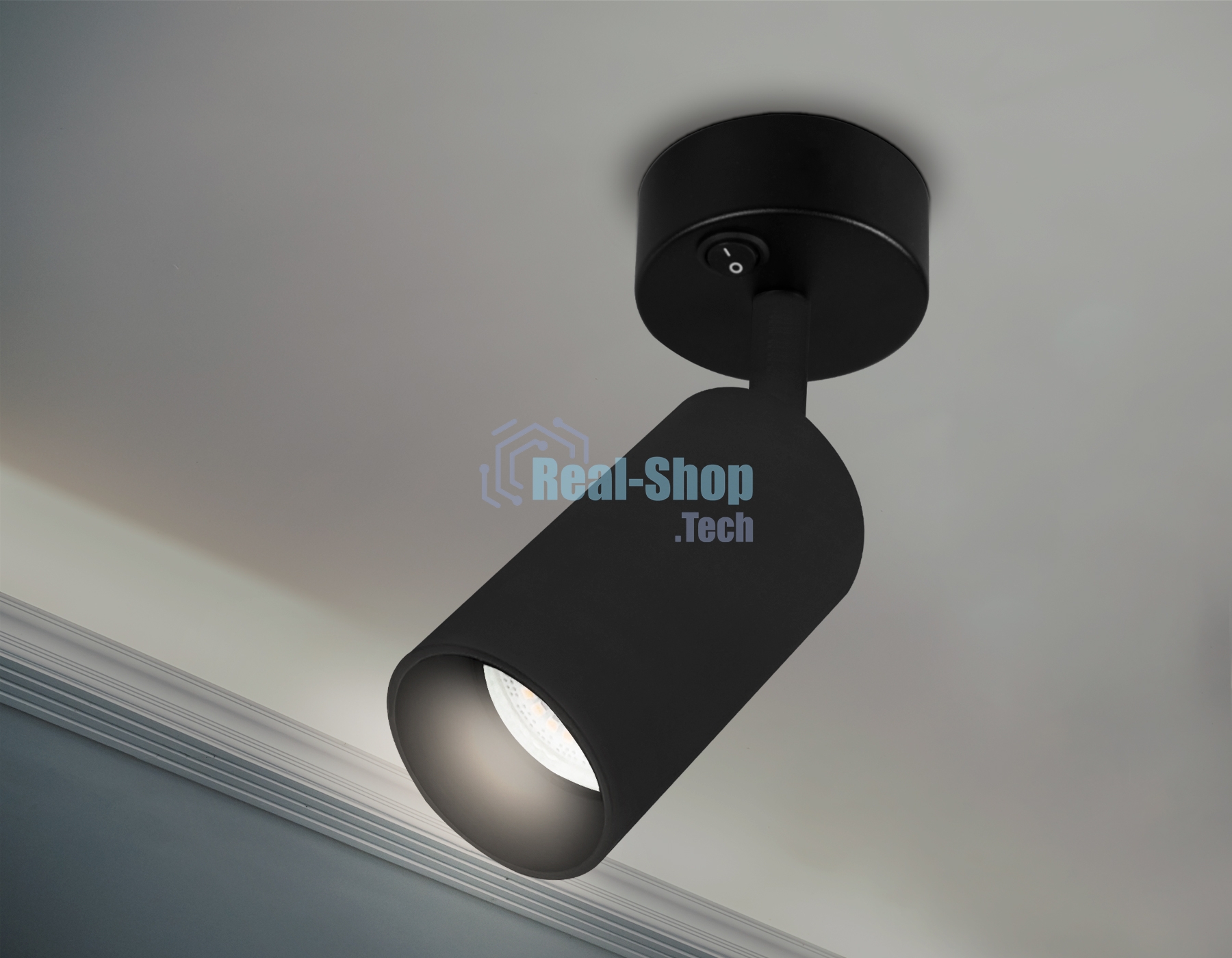 Накладной спот с выключателем Ambrella light TA127 BK черный GU10 max 12W D70*164*D55