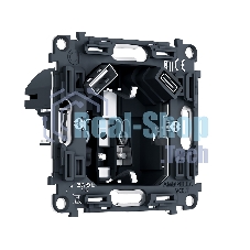 PR160 Механизм электрической розетки 2USB A+C 20W (быстрая зарядка) с/з на винтовых зажимах QUANT PRO