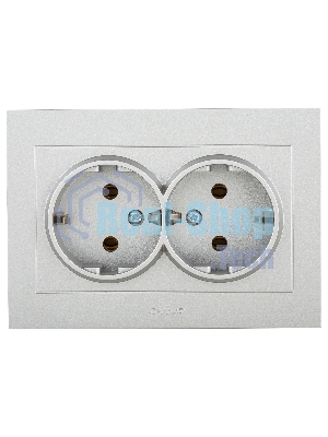 Ovivo Розетка 2-ая с/з ГРАНО (GRANO),  серебро, 400-100300-907