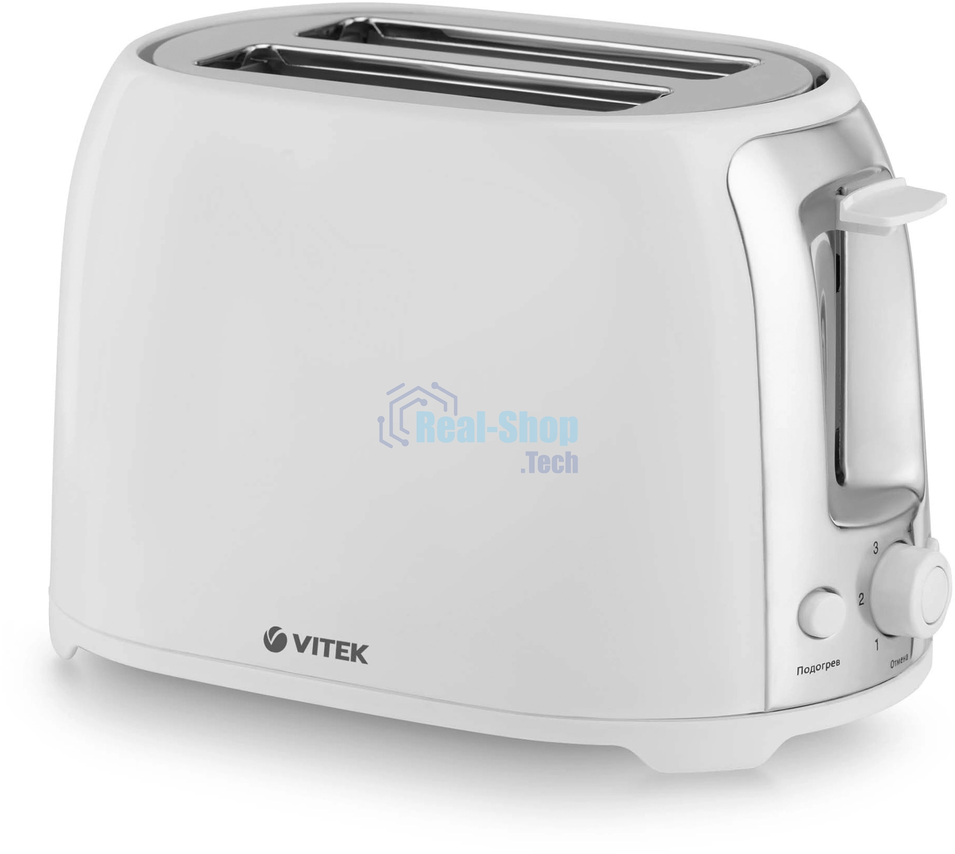 Тостер Vitek VT-1582 W белый, 750 Вт, 2 слота
