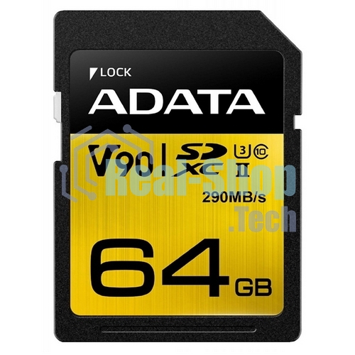 Флеш карта SD 64Gb ADATA Premier ONE SDXC Class 10 UHS-II U3 V90 290MB/s