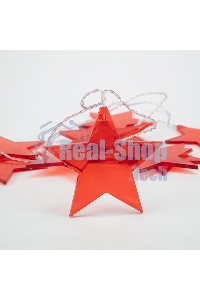 Гирлянда светодиодная Neon-night Звездопад красная 10 LED, 2,25 м, прозрачный ПВХ, теплый белый свет свечения, 2 х АА (батарейки не в комплекте)