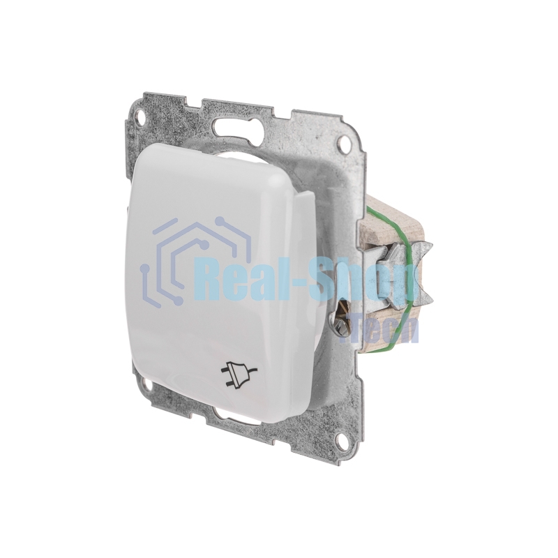 Розетка Kranz 1-ая керамика DEA с/з с крышкой с/у 16А мех. белый