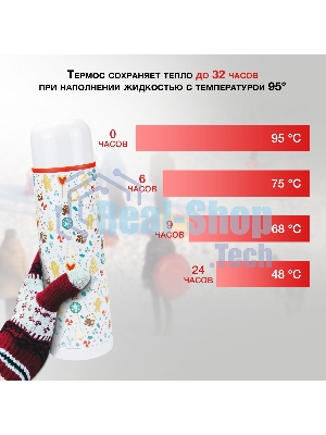 Термос Starwind New Year 11-1000 1 л. белый/рисунок